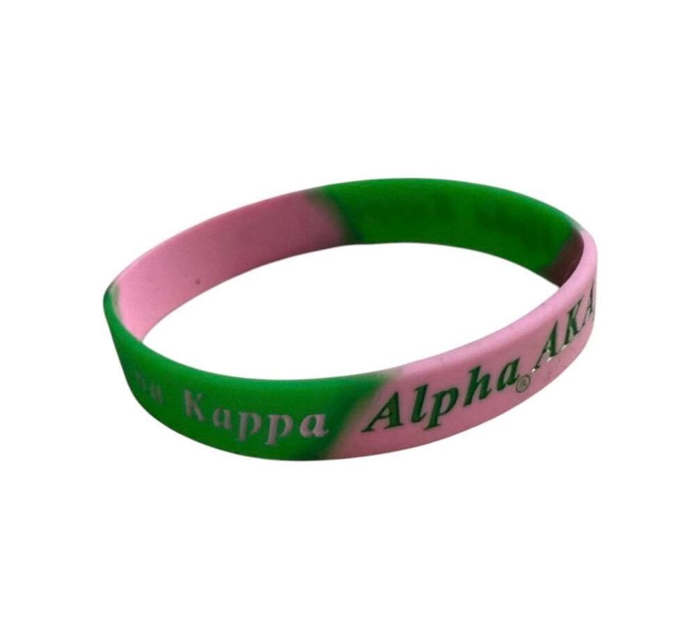 Alpha Kappa Alpha Silicone Bracelet - pink and green ombré